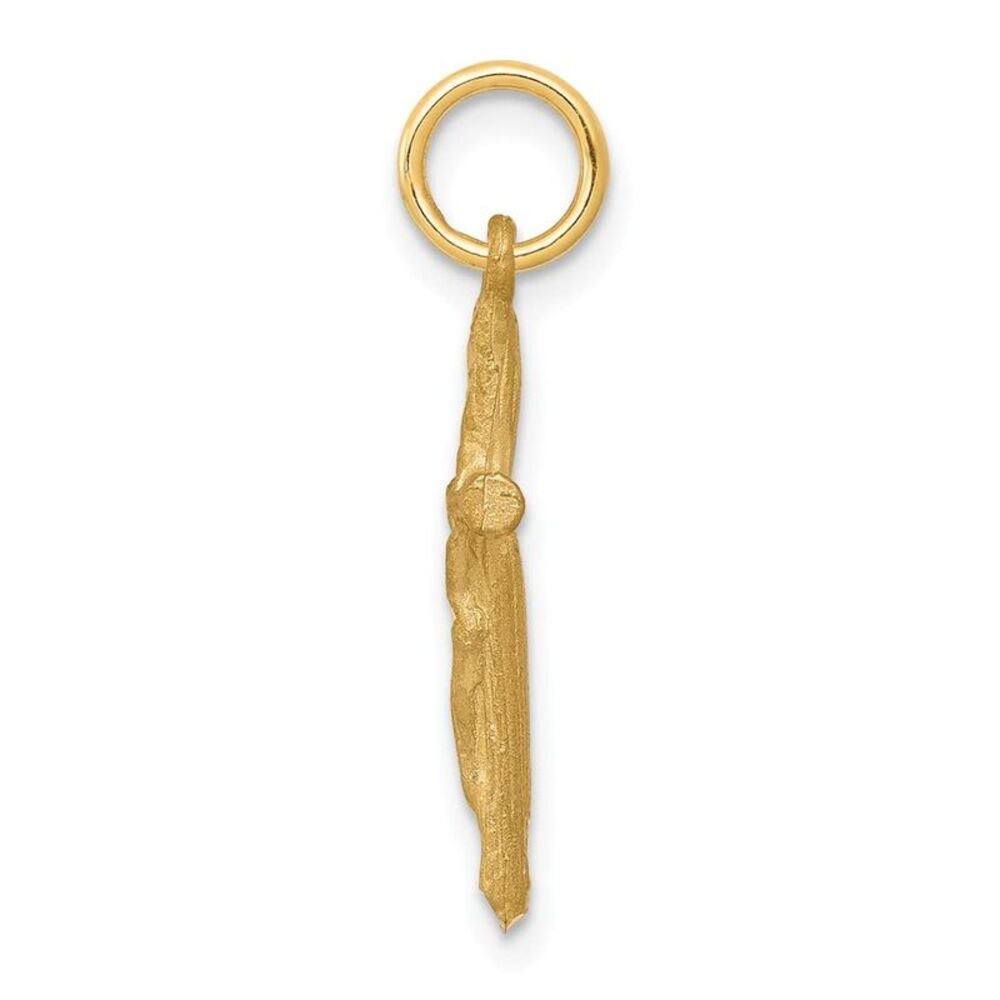 10k Yellow Gold Solid Satin Polished Cross Charm - image 6